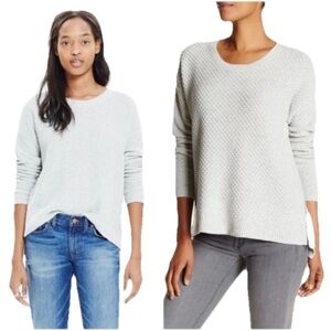 Madewell Women’s S Landmark Texture Zipper Sweater Soft Grey High Low Classic